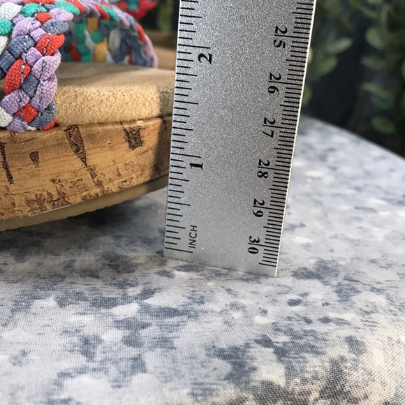 SO Taffy Multi Macramé Open Toe 4” Corkbottom Wedge Heels WMS 5.5M🌟Like NEW🌟 - Picture 10 of 11